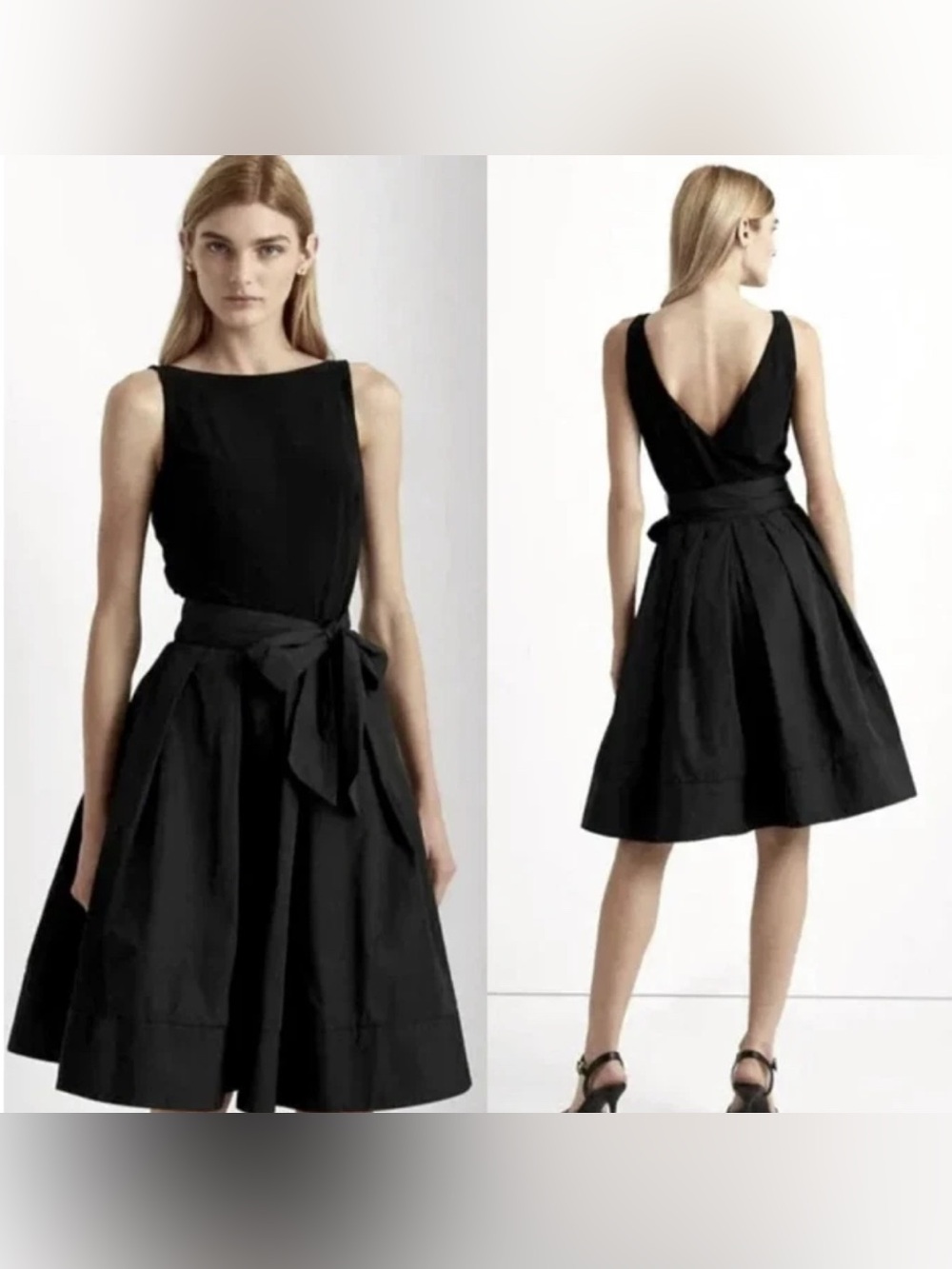 Lauren Ralph Lauren Yuko Day Dress Taffeta Jersey Cocktail Party Size 12 LBD
